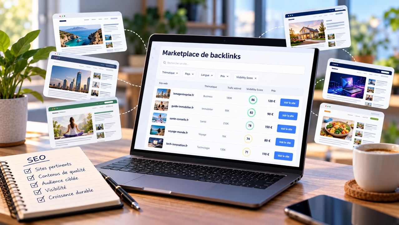 Marketplace de backlinks pour trouver des opportunités de publication adaptées à votre activité
